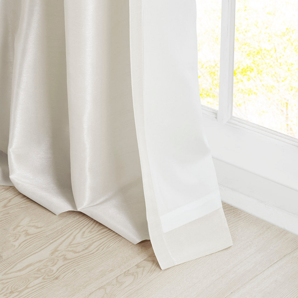 White Twist Tab Lined Window Curtain Panel with Privacy Lining - 50" x 84"