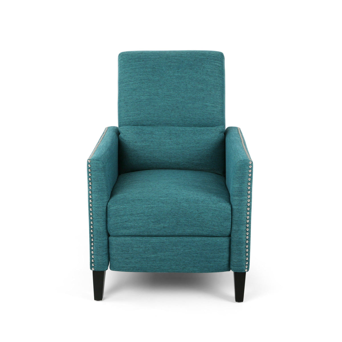 Kiersten Contemporary Fabric Pushback Recliner with Nailhead Trim - Gray, Light Blue, or Beige