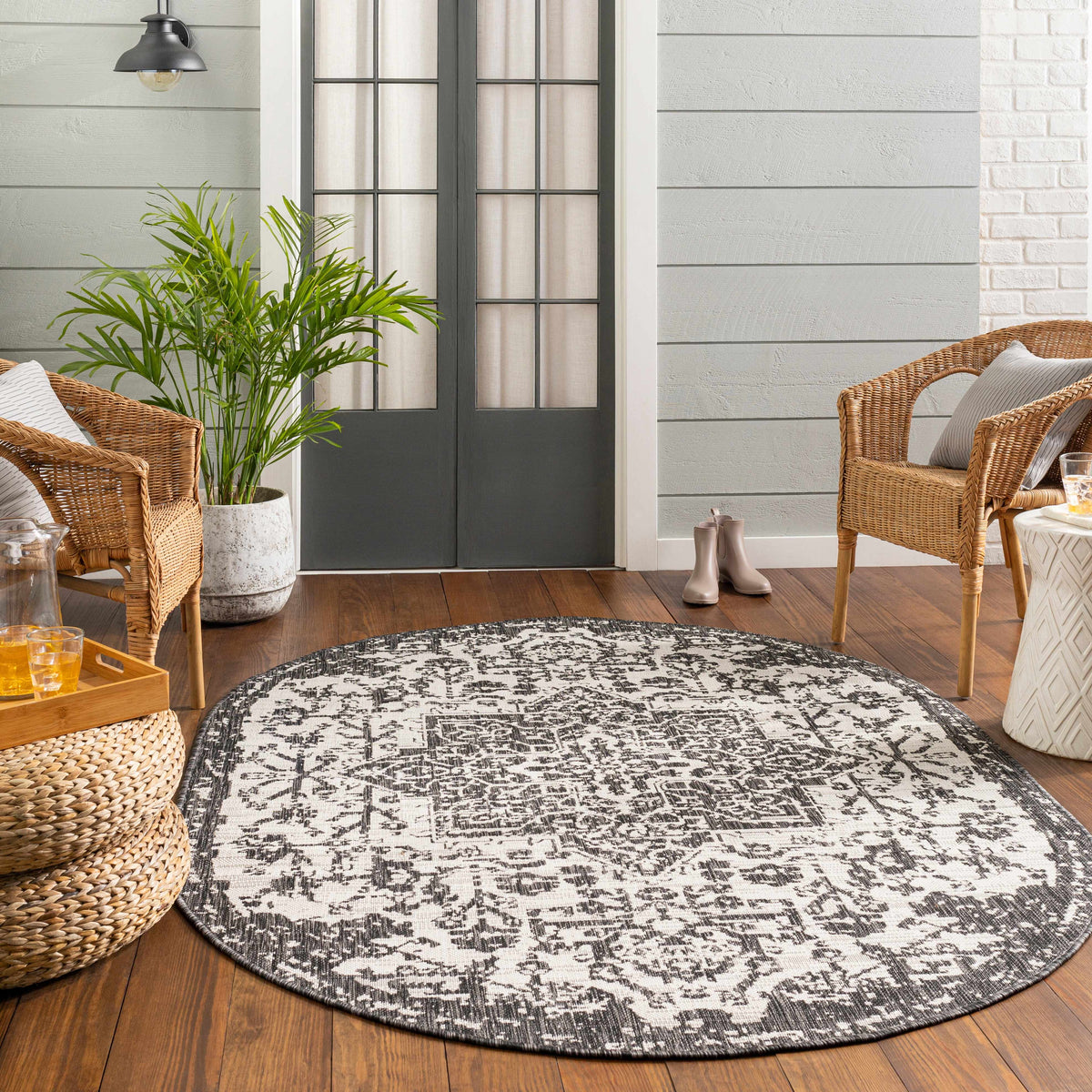 Charcoal Kilmacolm Indoor & Outdoor Area Rug - Clearance