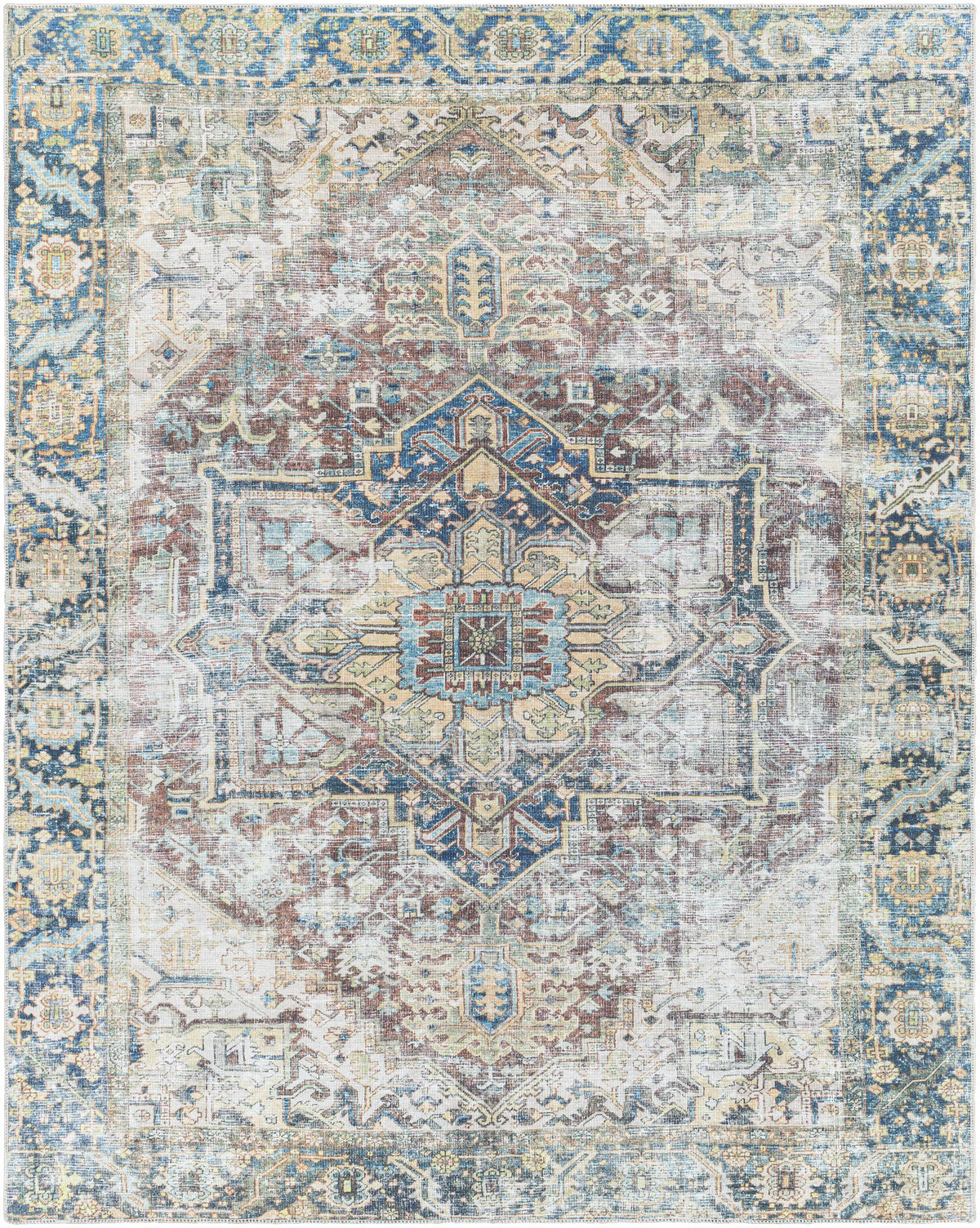 Blue Catigpian Distressed Washable Area Rug