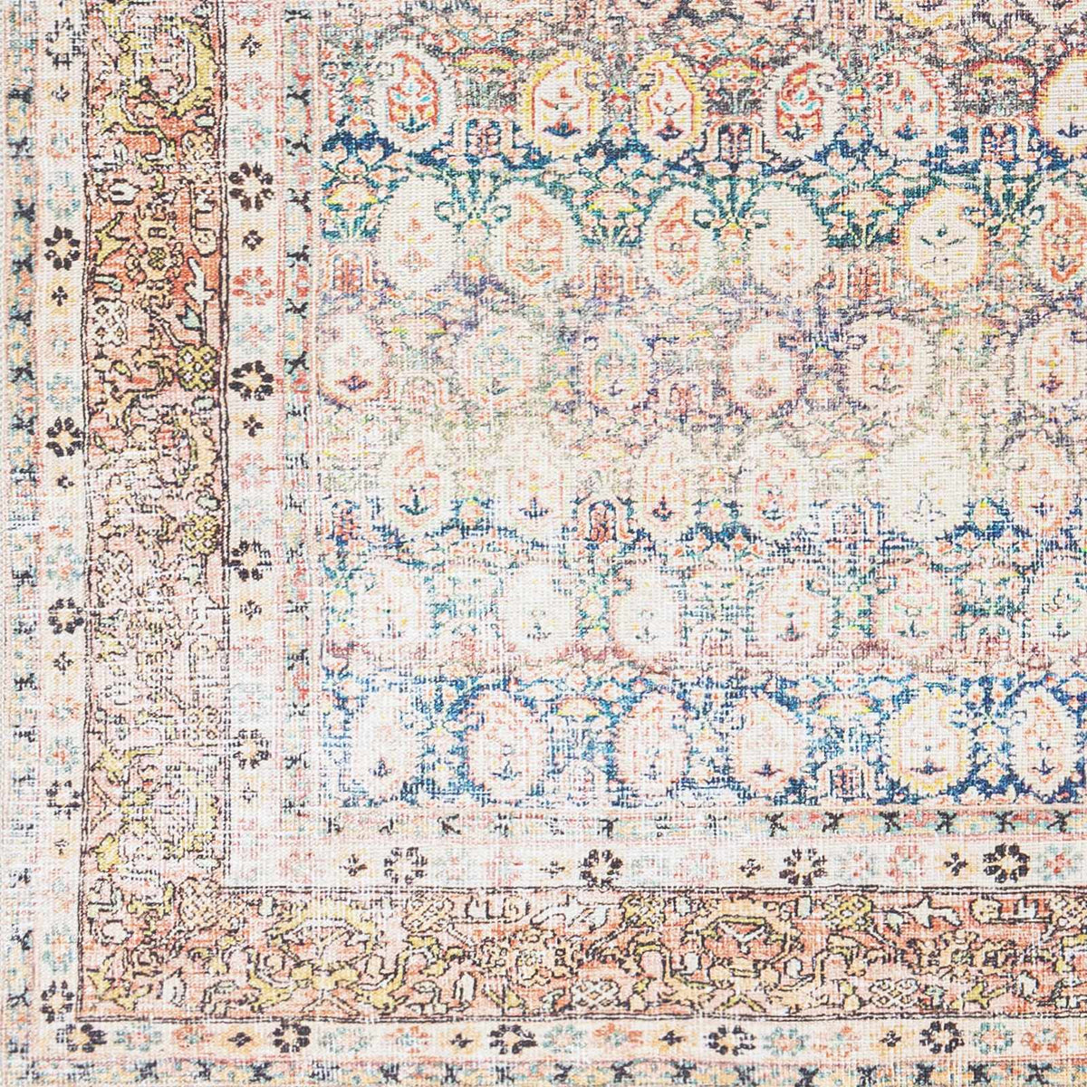 Rust Maligaya Distressed Washable Area Rug