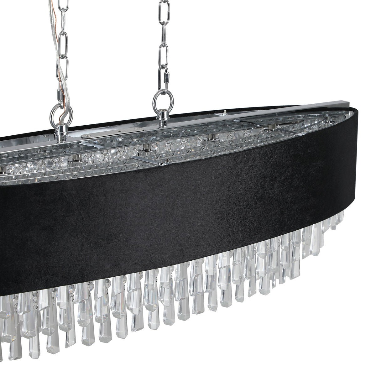 39" Modern Crystal Chandelier with Black Velvet Shade