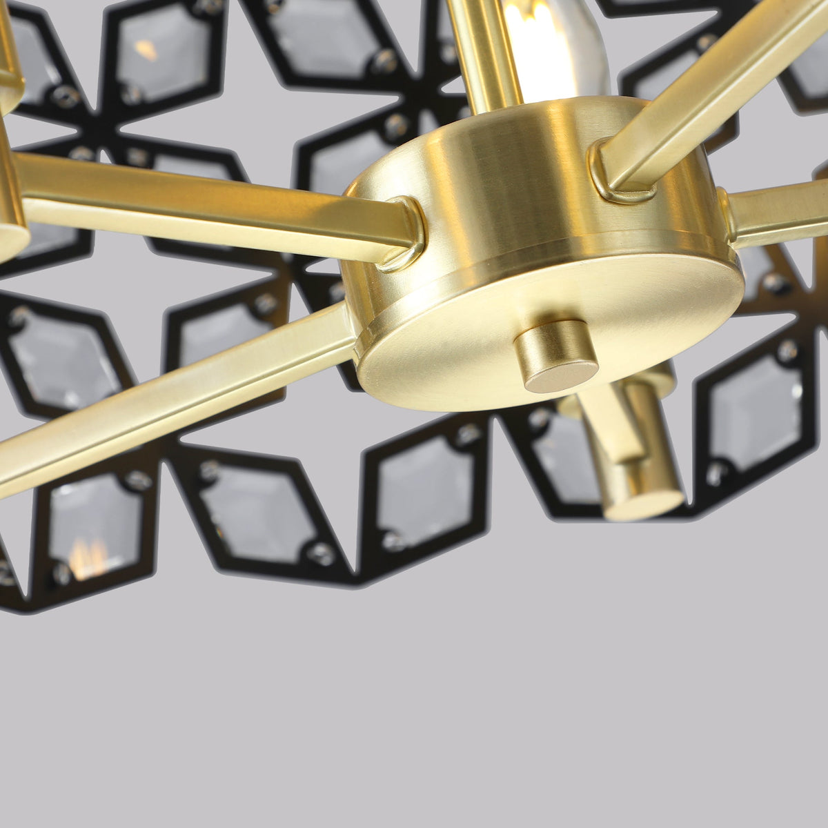 Geometric Crystal Pendant Chandelier with K9 Crystal - Black Gold