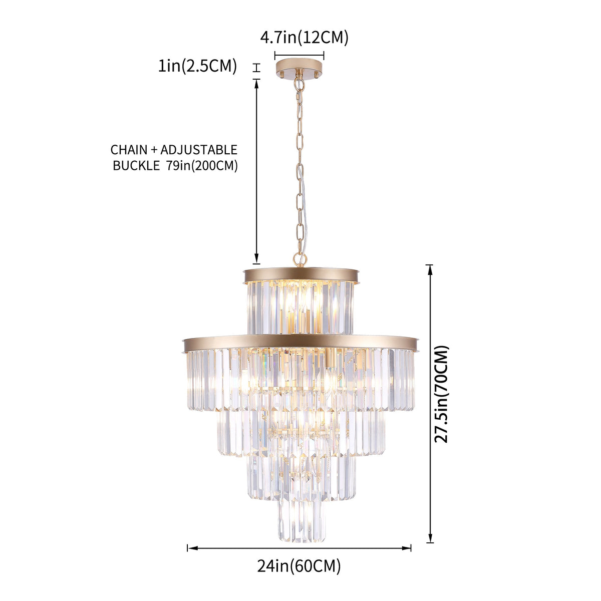 Golden Luxury Crystal Chandelier with 5-Tier K9 Crystals - Gold