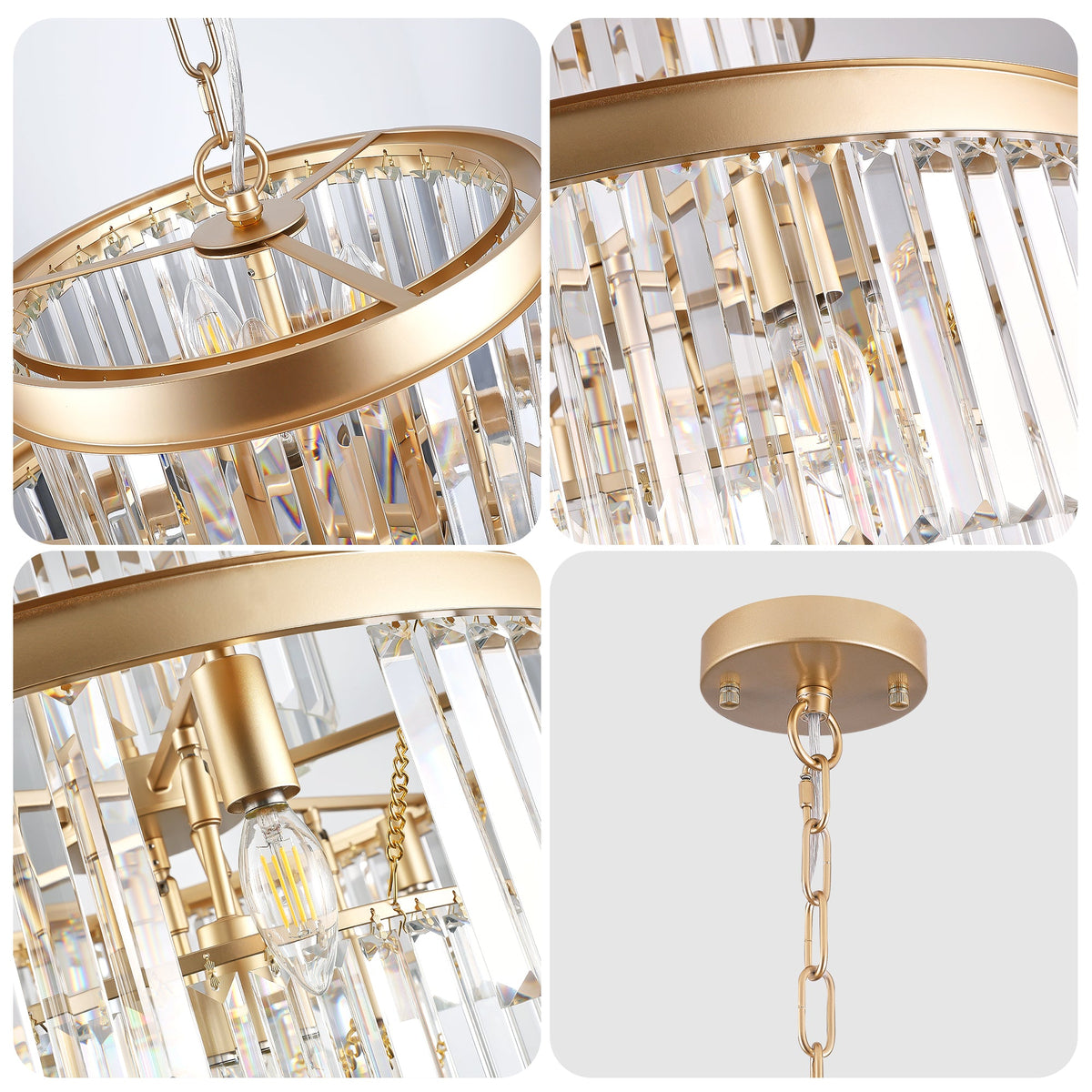 Golden Luxury Crystal Chandelier with 5-Tier K9 Crystals - Gold