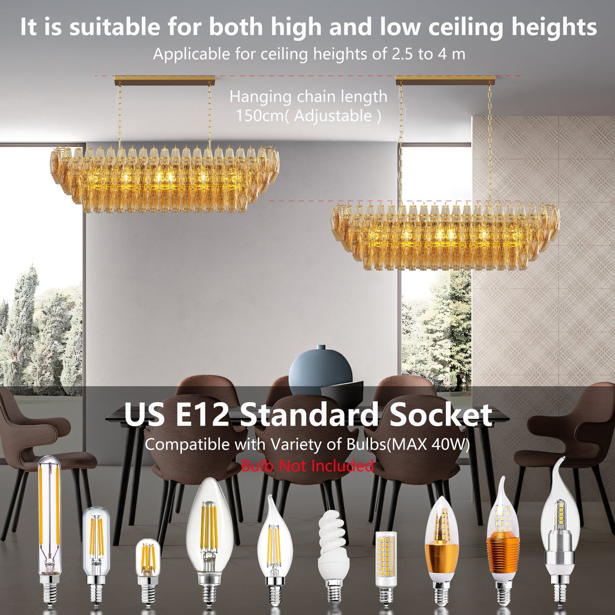 Modern Rectangle Gold Chandelier with Smoke Glass Lights - 54"