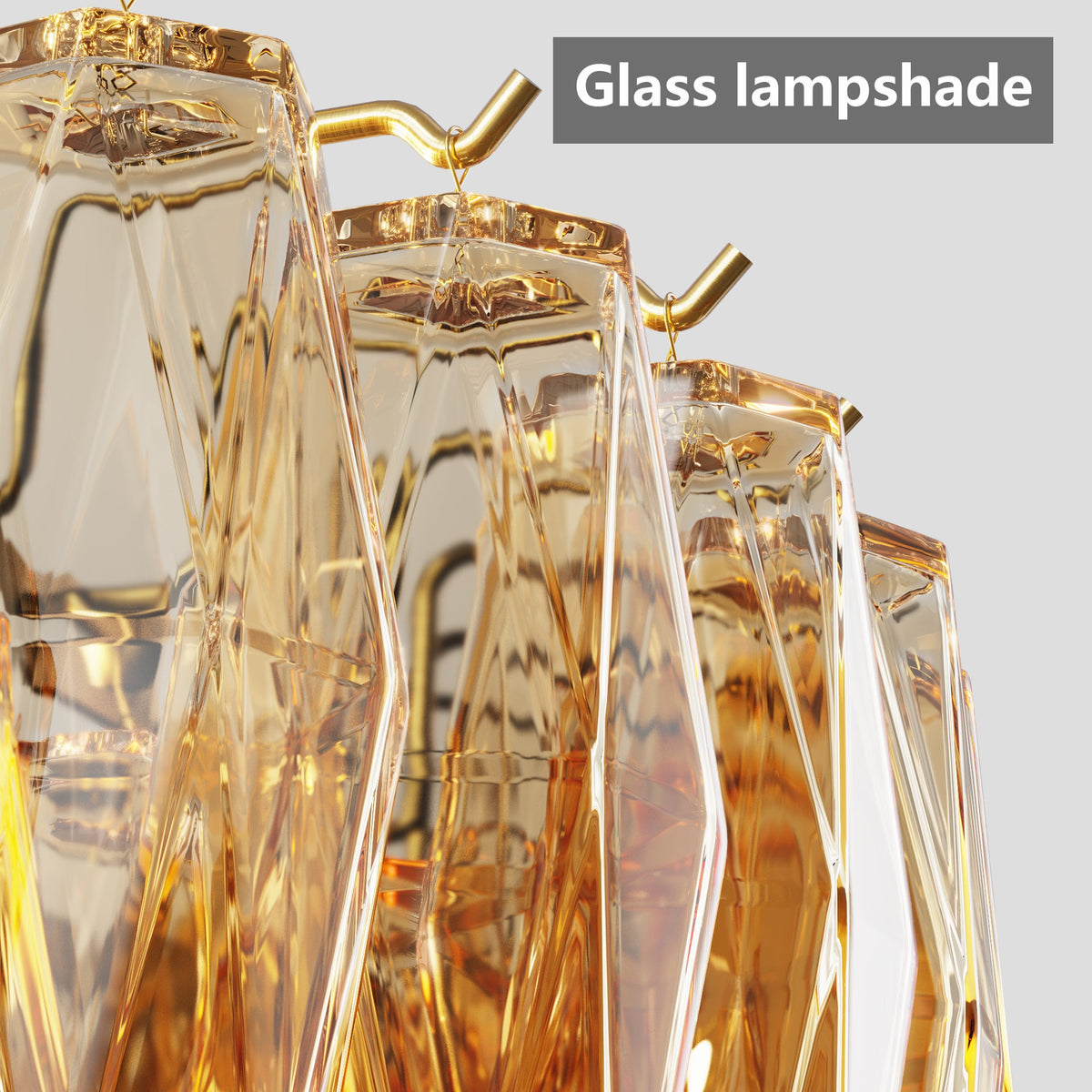 Modern Rectangle Gold Chandelier with Smoke Glass Lights - 54"