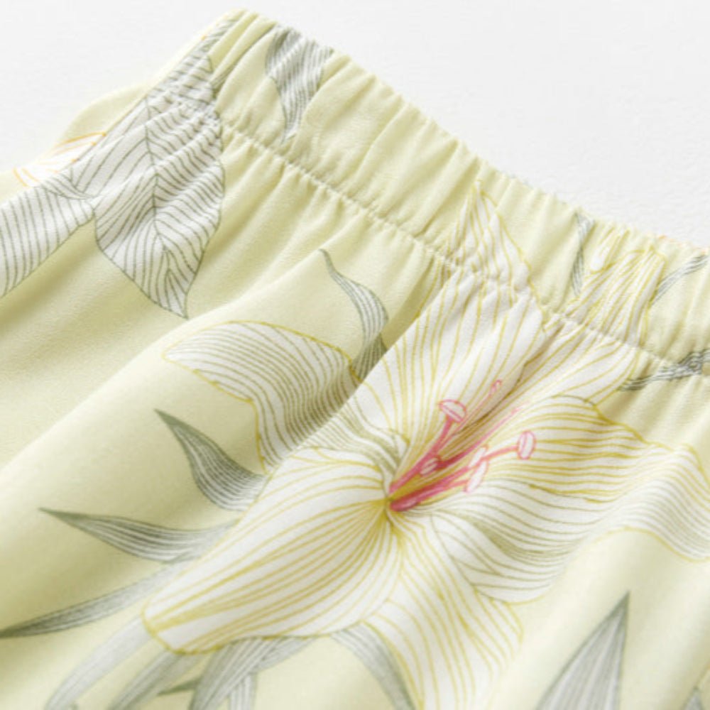 Lillian Lapel Collar & Button Front Floral Pajama Set / Long-Sleeve & Long-Pant