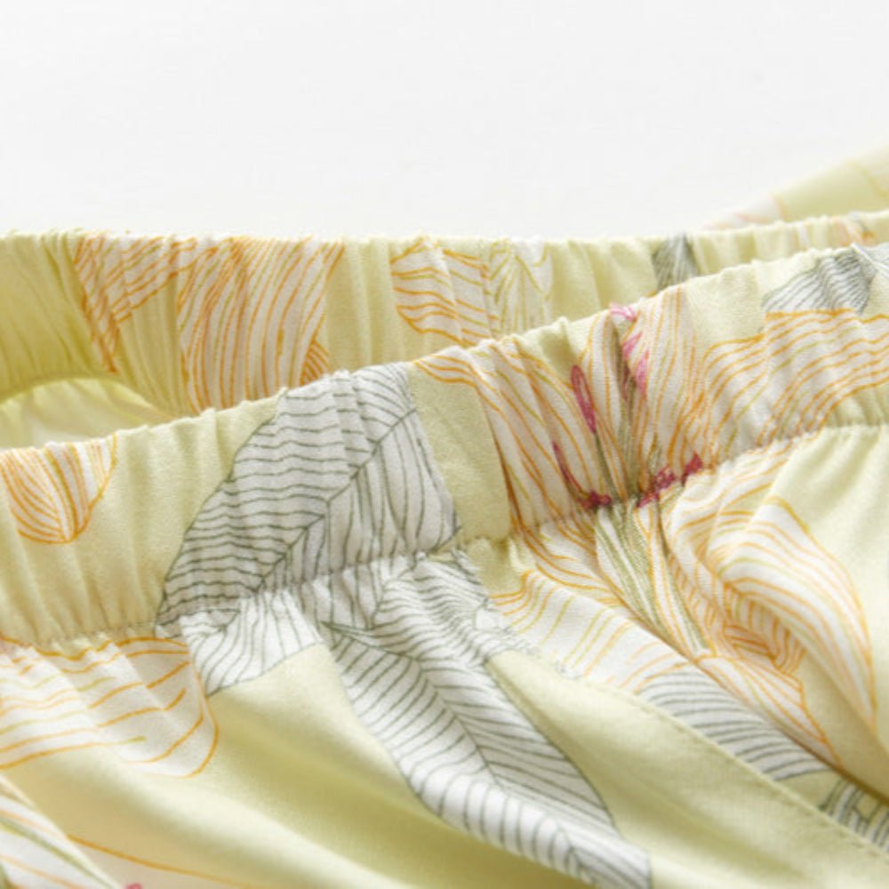 Lillian Lapel Collar & Button Front Floral Pajama Set / Long-Sleeve & Long-Pant