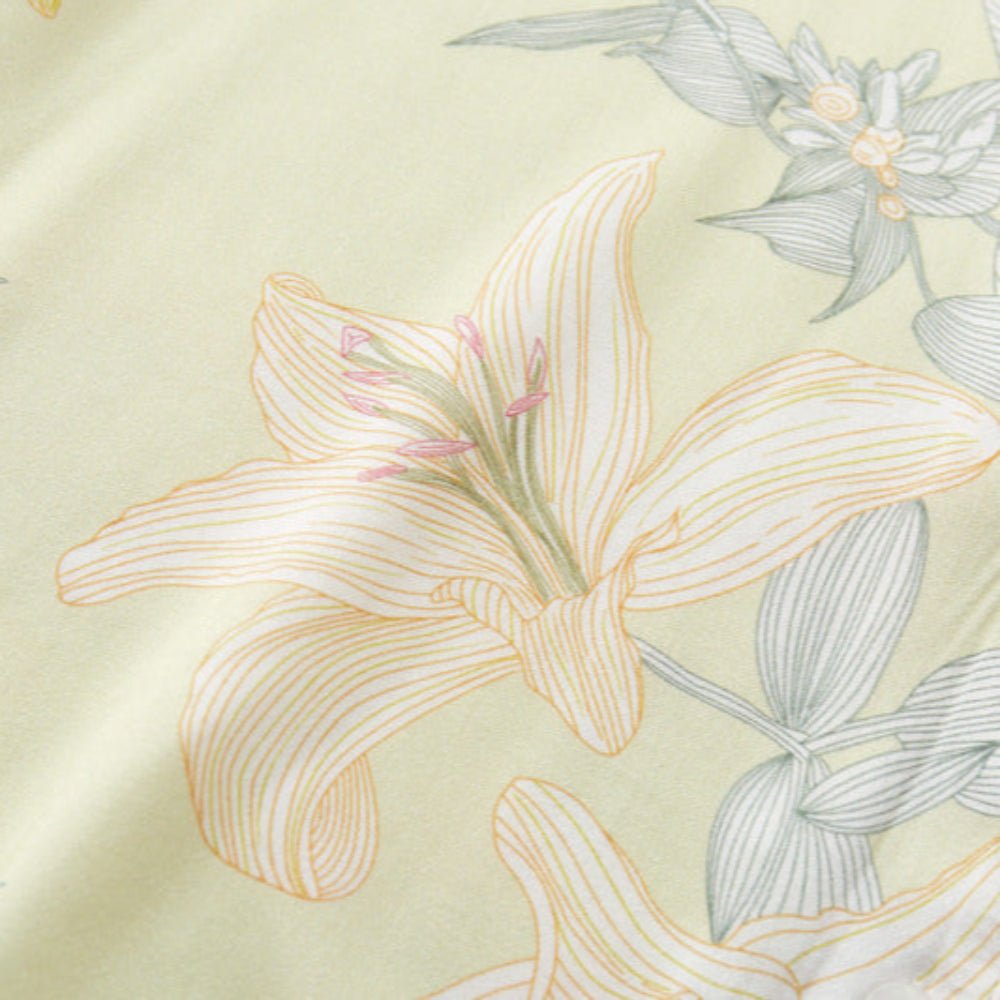 Lillian Lapel Collar & Button Front Floral Pajama Set / Long-Sleeve & Long-Pant