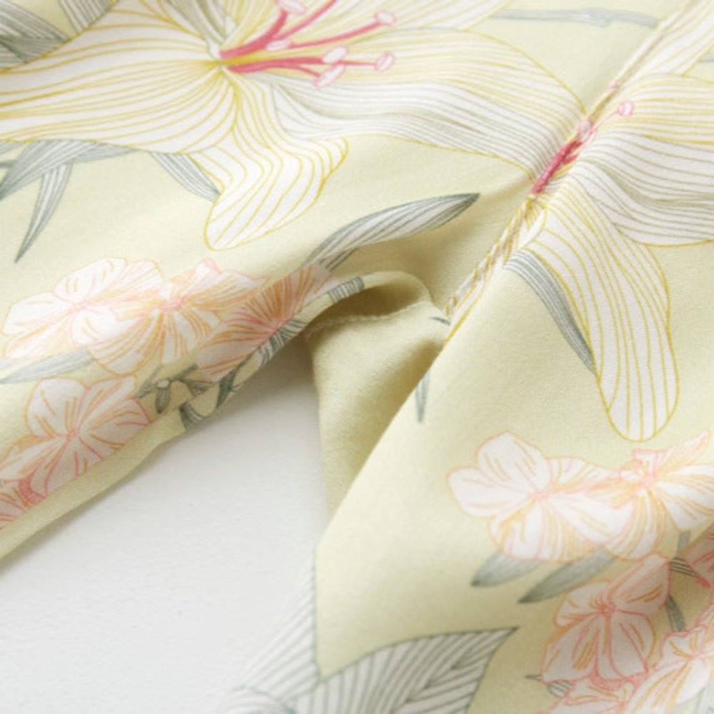 Lillian Lapel Collar & Button Front Floral Pajama Set / Long-Sleeve & Long-Pant