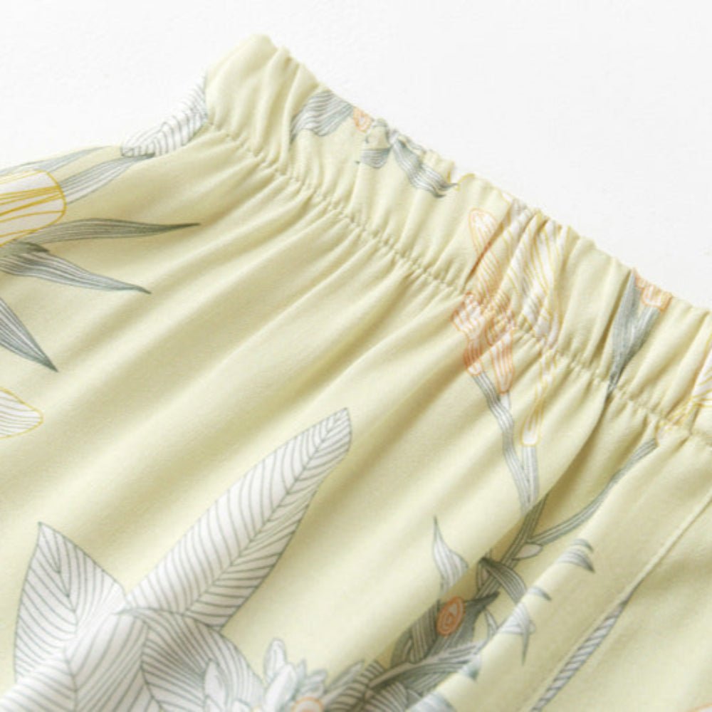 Lillian Lapel Collar & Button Front Floral Pajama Set / Long-Sleeve & Long-Pant