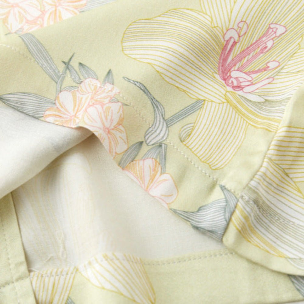 Lillian Lapel Collar & Button Front Floral Pajama Set / Long-Sleeve & Long-Pant