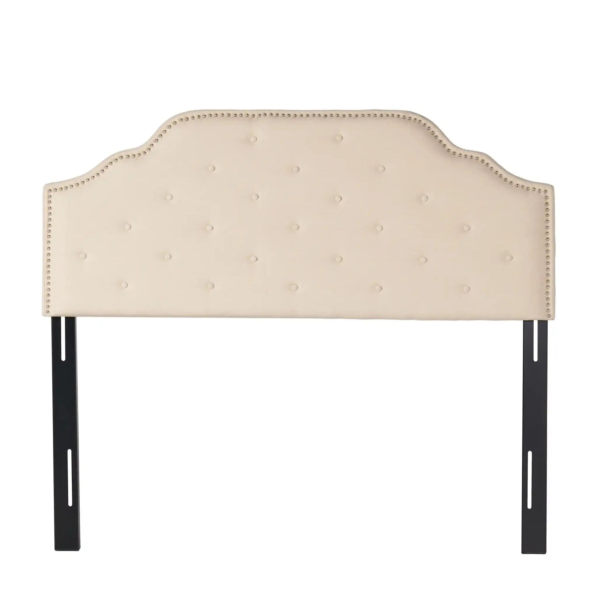 Luella Button Tufted Upholstered Headboard with Fabric Finish – Queen, Beige, Gray, Dark Gray
