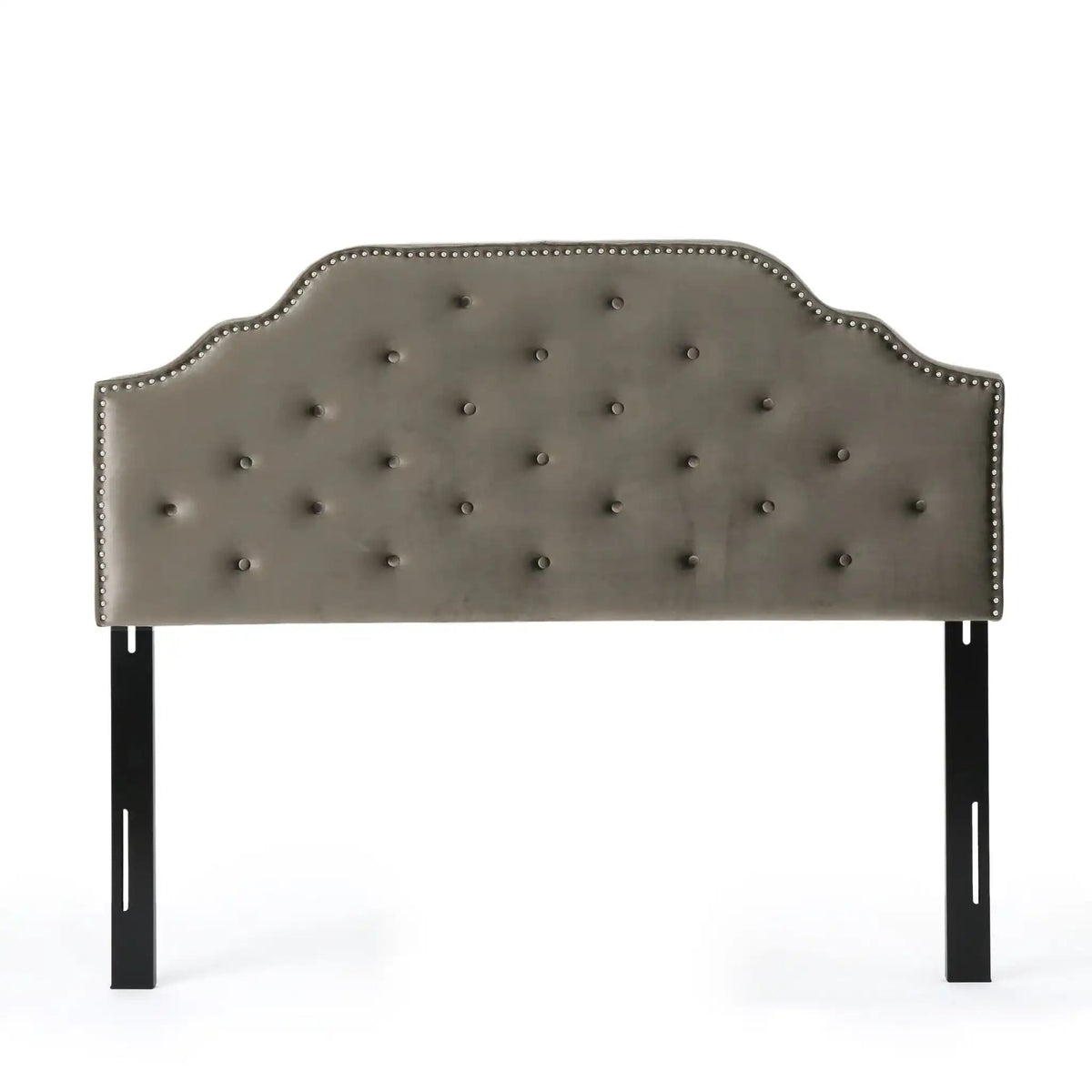 Luella Button Tufted Upholstered Headboard with Fabric Finish – Queen, Beige, Gray, Dark Gray
