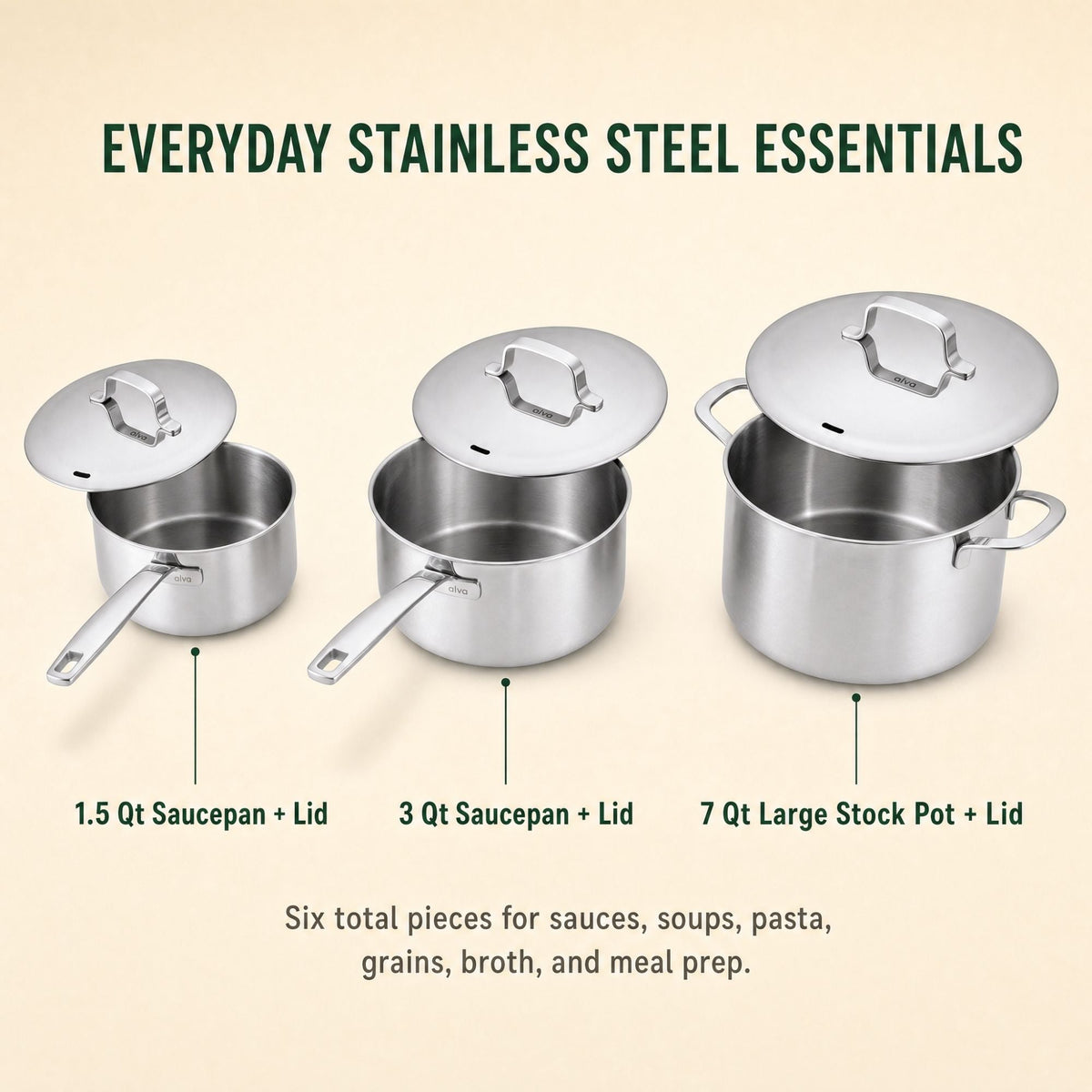 5-Ply Stainless Pot Set, 6-Piece