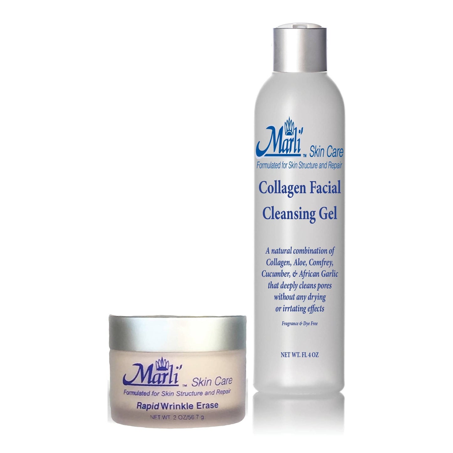 Rapid Wrinkle Erase Marli Complete Skin Care Kit (With Rapid Wrinkle Erase Cream, Collagen Facial Cleanser Gel, & pH Balancing Toner)