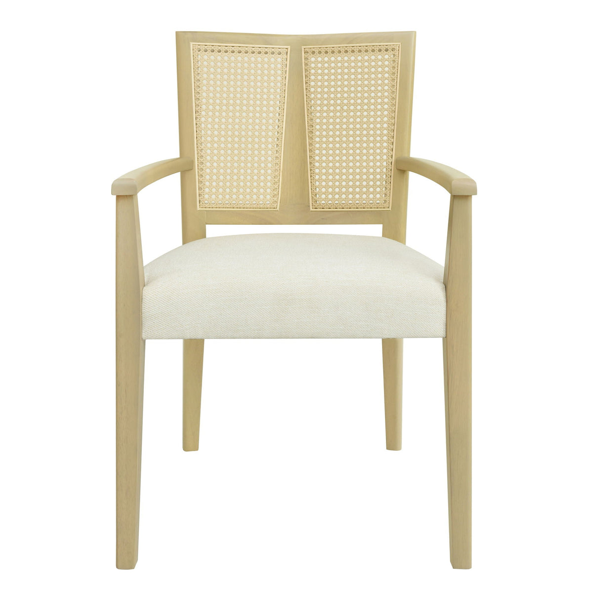 Mid Century Modern Arm Dining Chairs with Rattan Backrest - Dark Brown or Light Brown