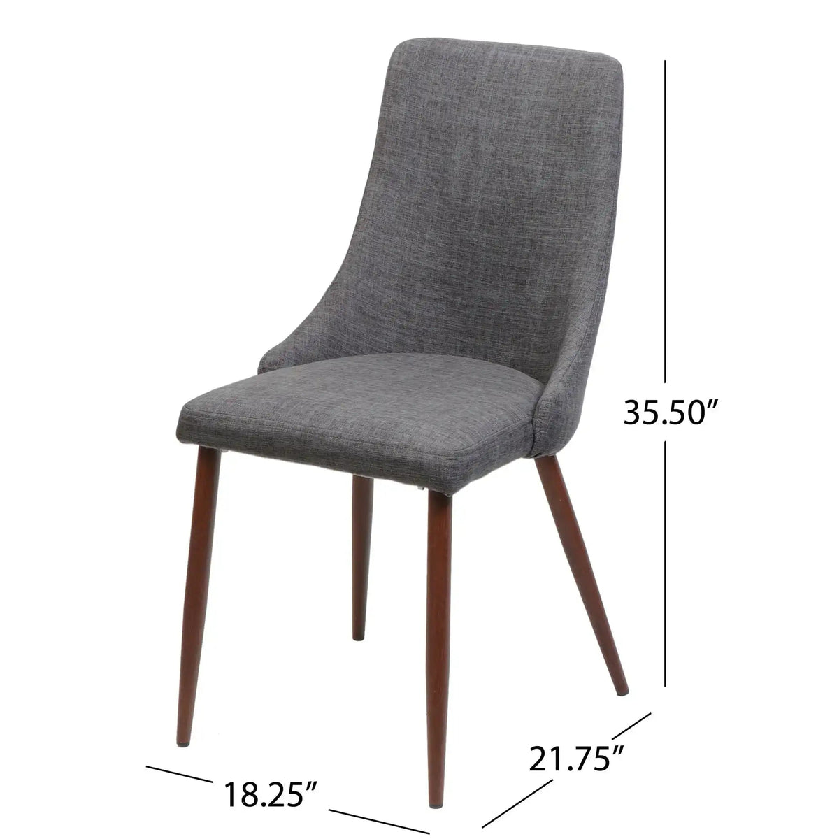 Mid Century Modern Fabric Armless Dining Chair with Wood Frame – Light Brown or Dark Gray