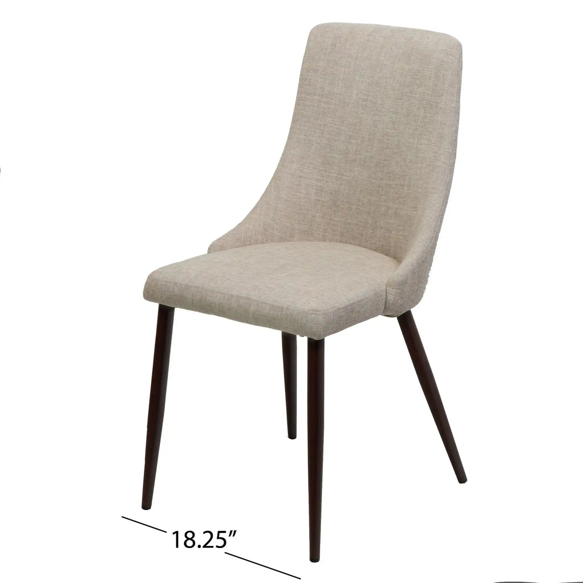 Mid Century Modern Fabric Armless Dining Chair with Wood Frame – Light Brown or Dark Gray