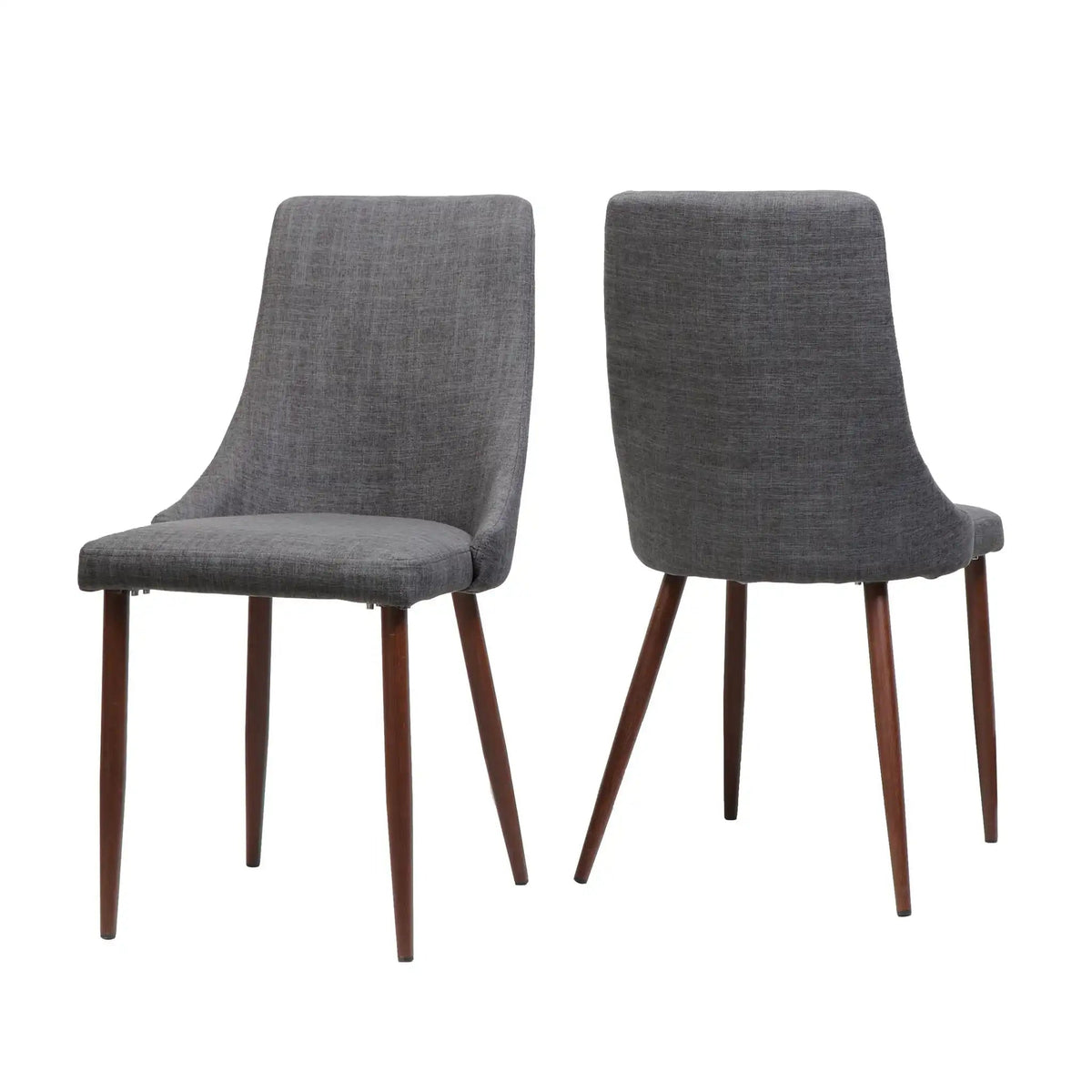 Mid Century Modern Fabric Armless Dining Chair with Wood Frame – Light Brown or Dark Gray
