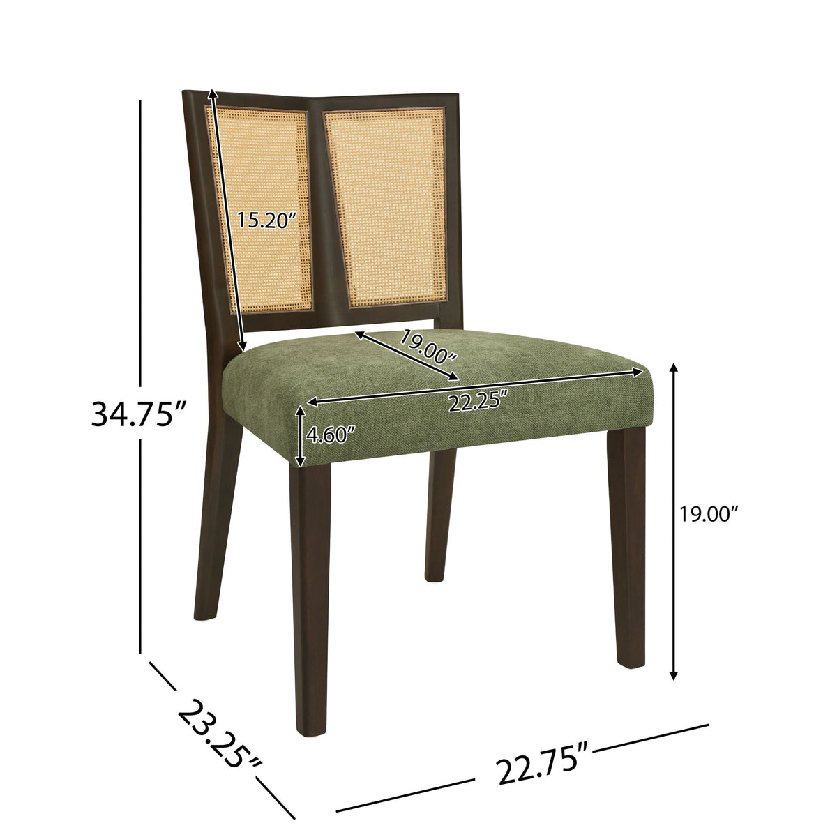 Mid Century Rattan Dining Chair Set with Rattan Backrest - Available in 3 Colors