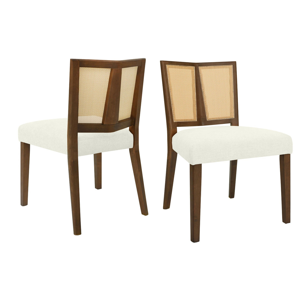 Mid Century Rattan Dining Chair Set with Rattan Backrest - Available in 3 Colors