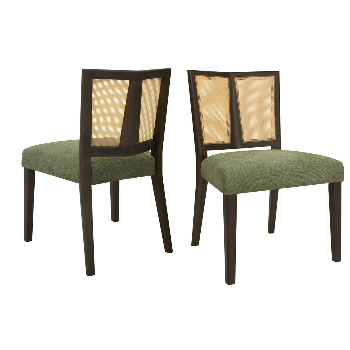 Mid Century Rattan Dining Chair Set with Rattan Backrest - Available in 3 Colors