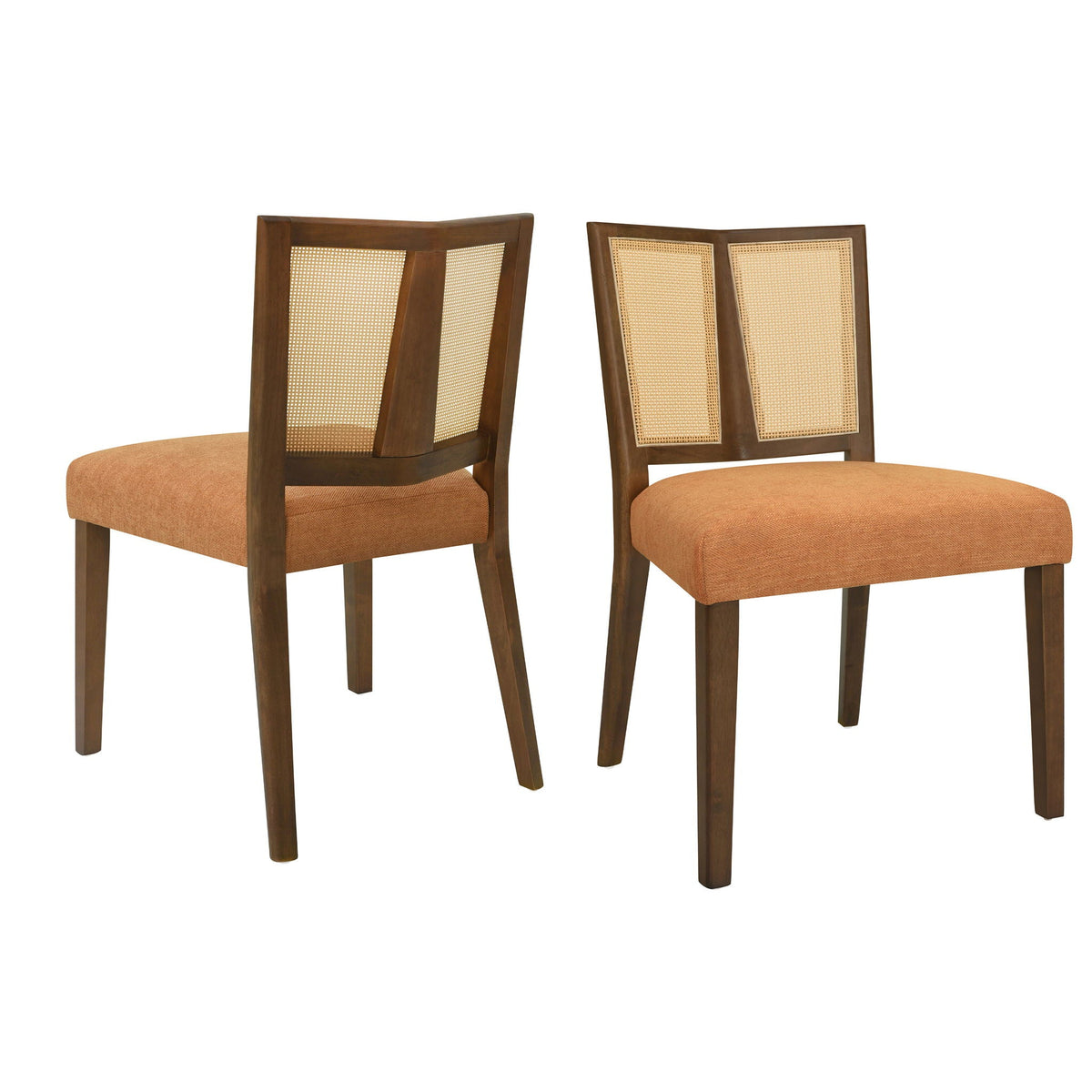 Mid Century Rattan Dining Chair Set with Rattan Backrest - Available in 3 Colors