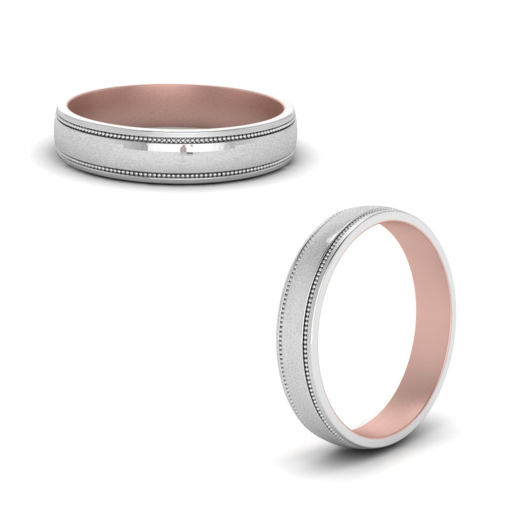 Milgrain 2 Tone Wedding Band