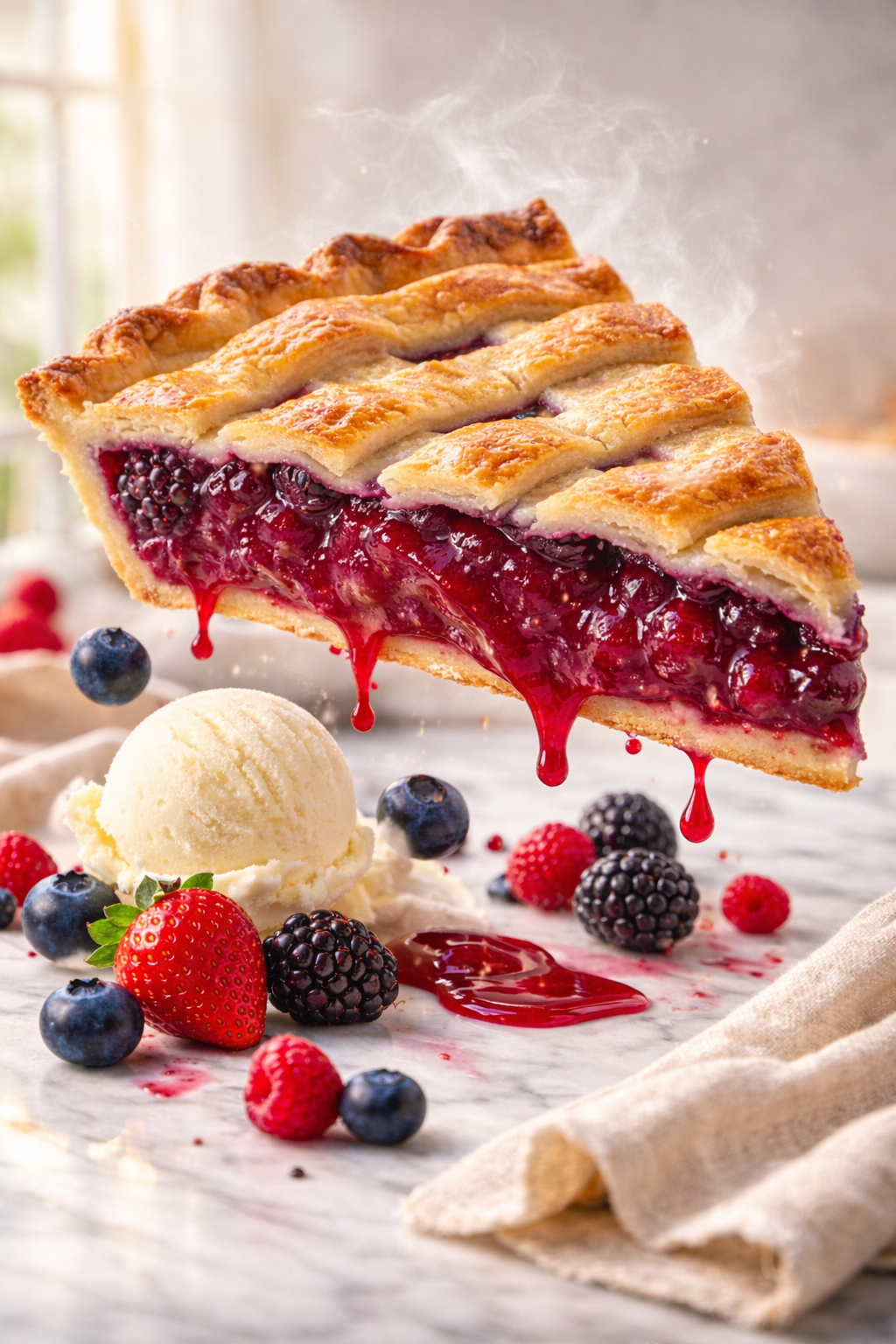 Andy Anand Sugar-Free Mixed Berry Pie, 2.6  lbs - Handcrafted Strawberries, Blueberries & Blackberries - Freshly Baked, Guilt-Free Dessert in Reusable Serving Tray - Perfect for Birthdays & Holidays