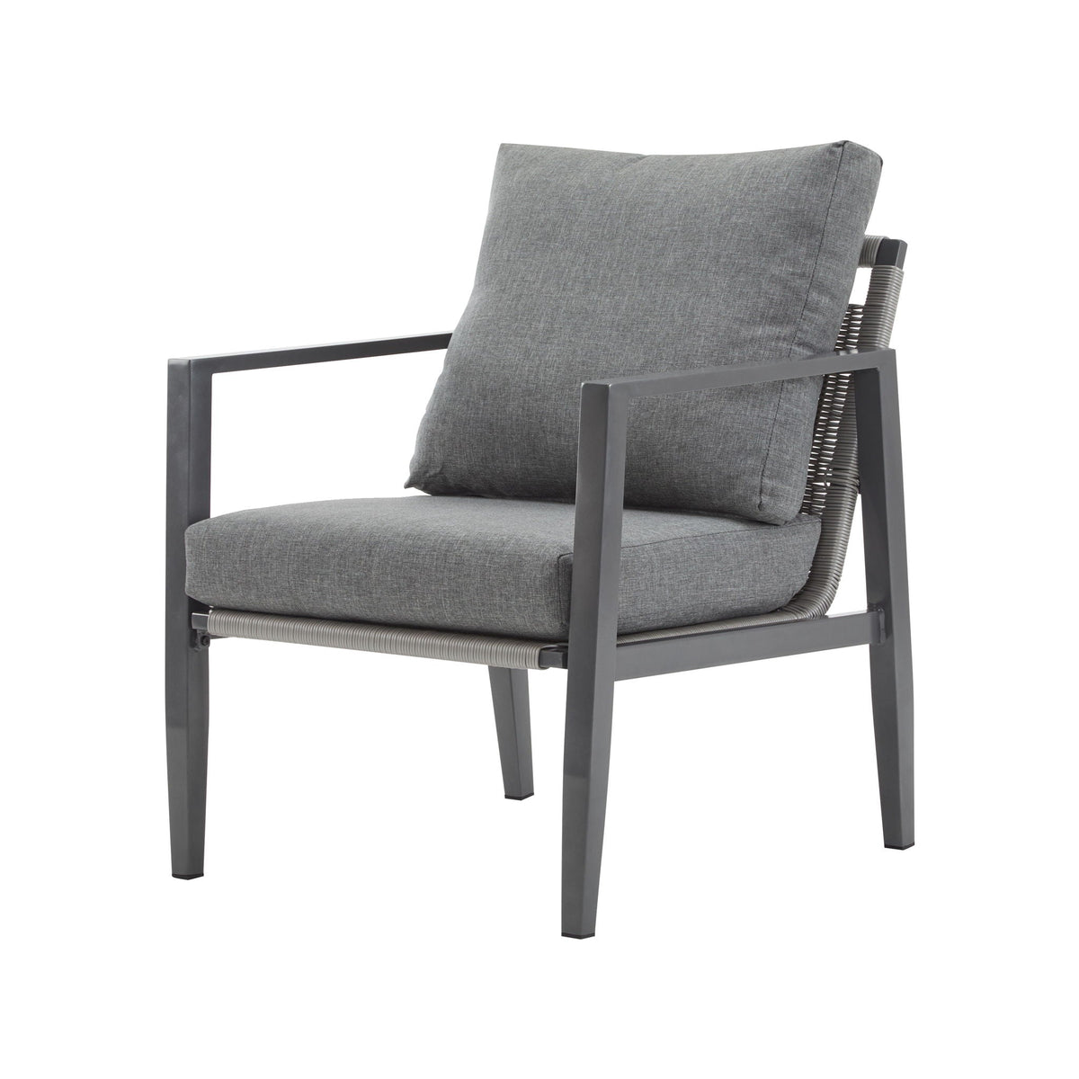 Modern Lounge Chair with Rope Accents and Cushions - White or Dark Gray