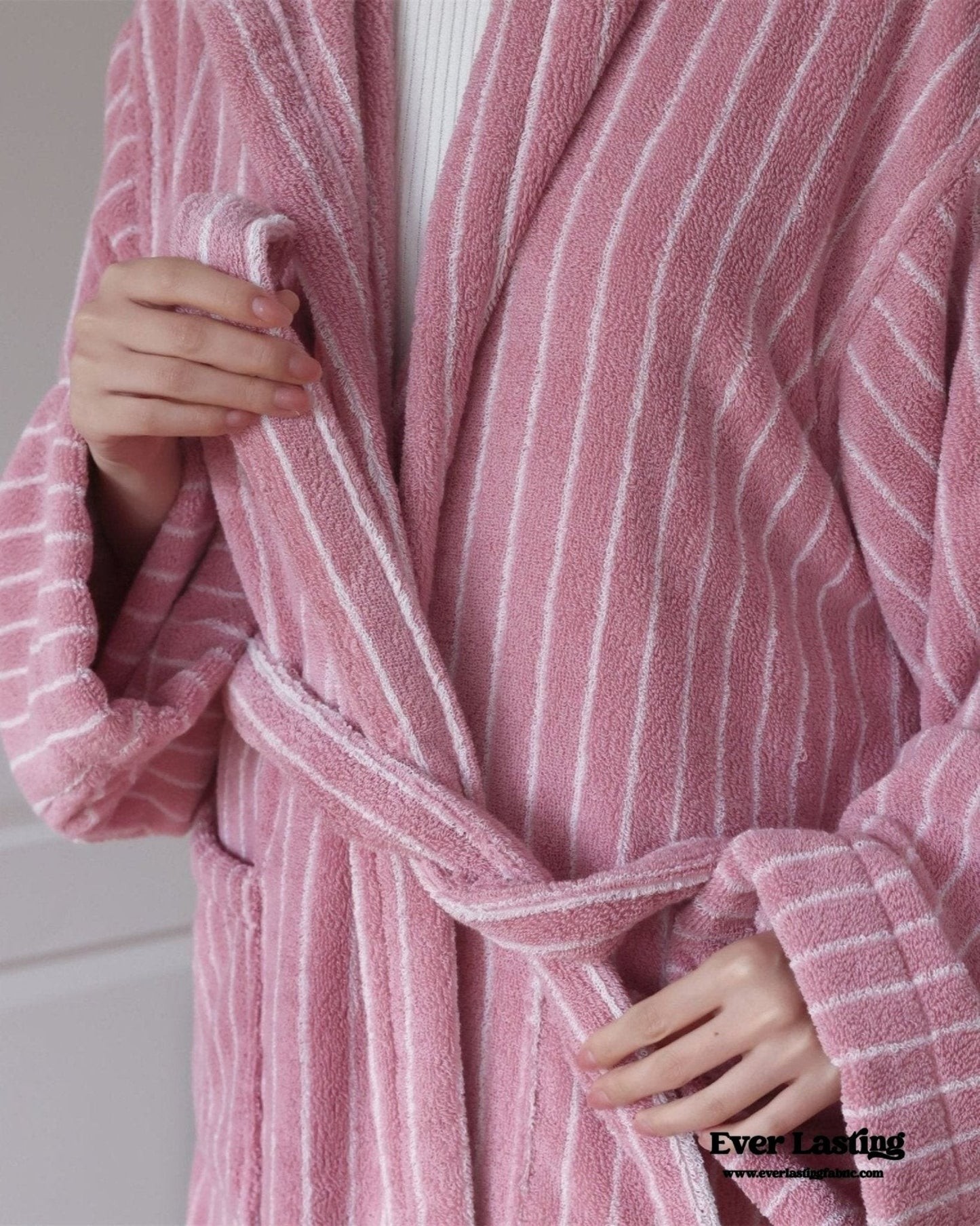 Modern Striped Cotton Bathrobe Set / Purple
