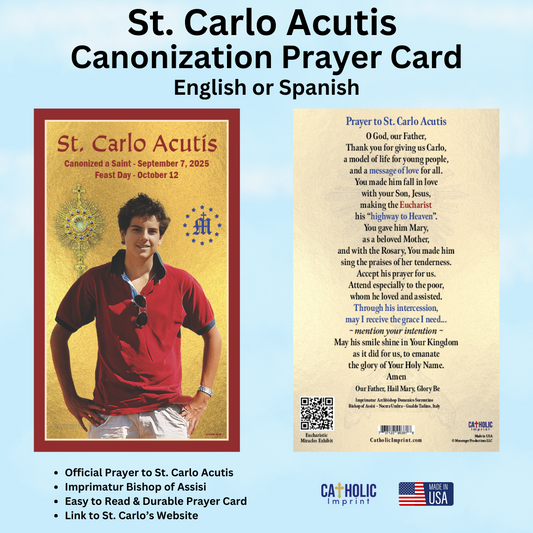 St. Carlo Acutis Canonization Prayer Card