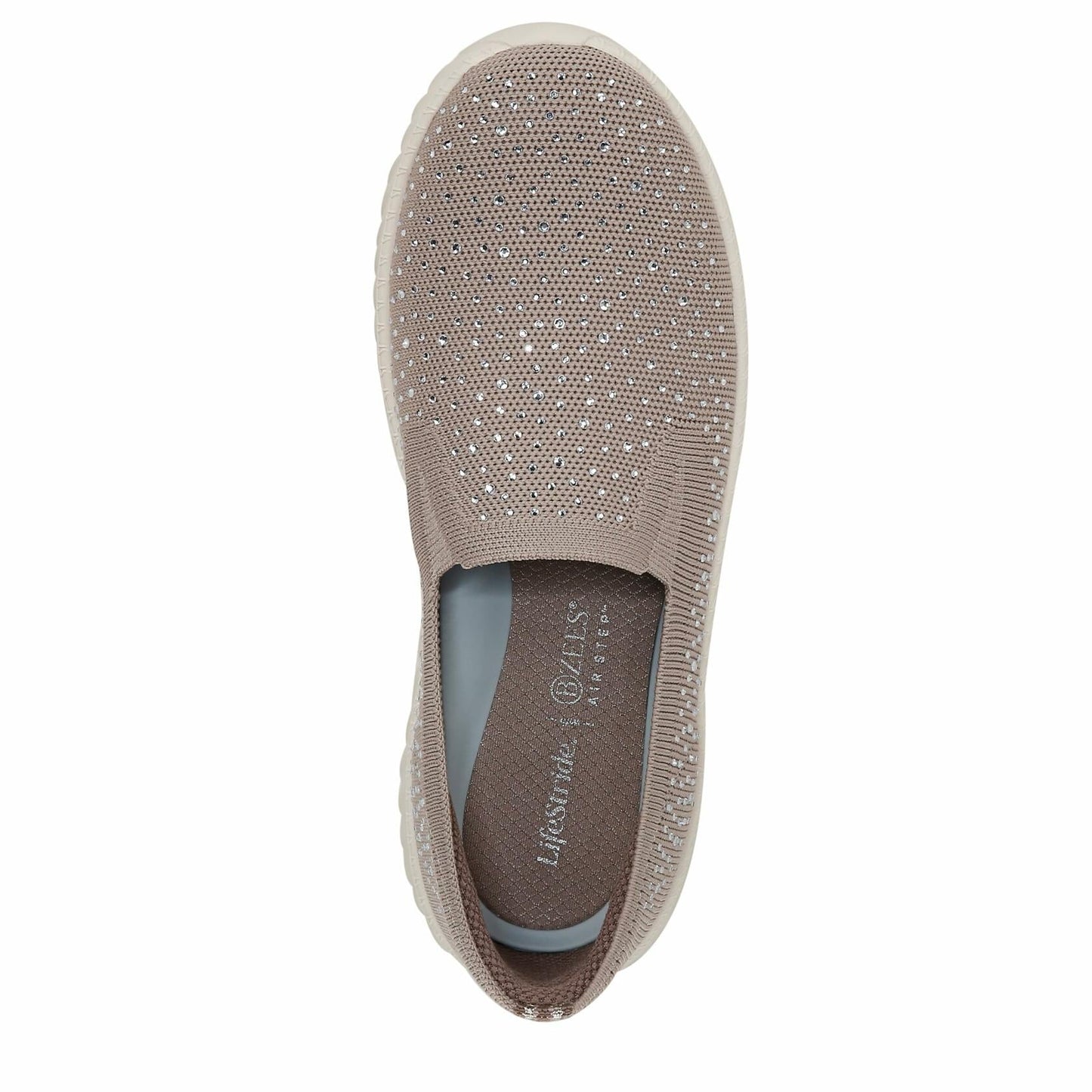 LifeStride Wednesday Bright Rhinestone Slip-On Sneakers Taupe Size 8.5