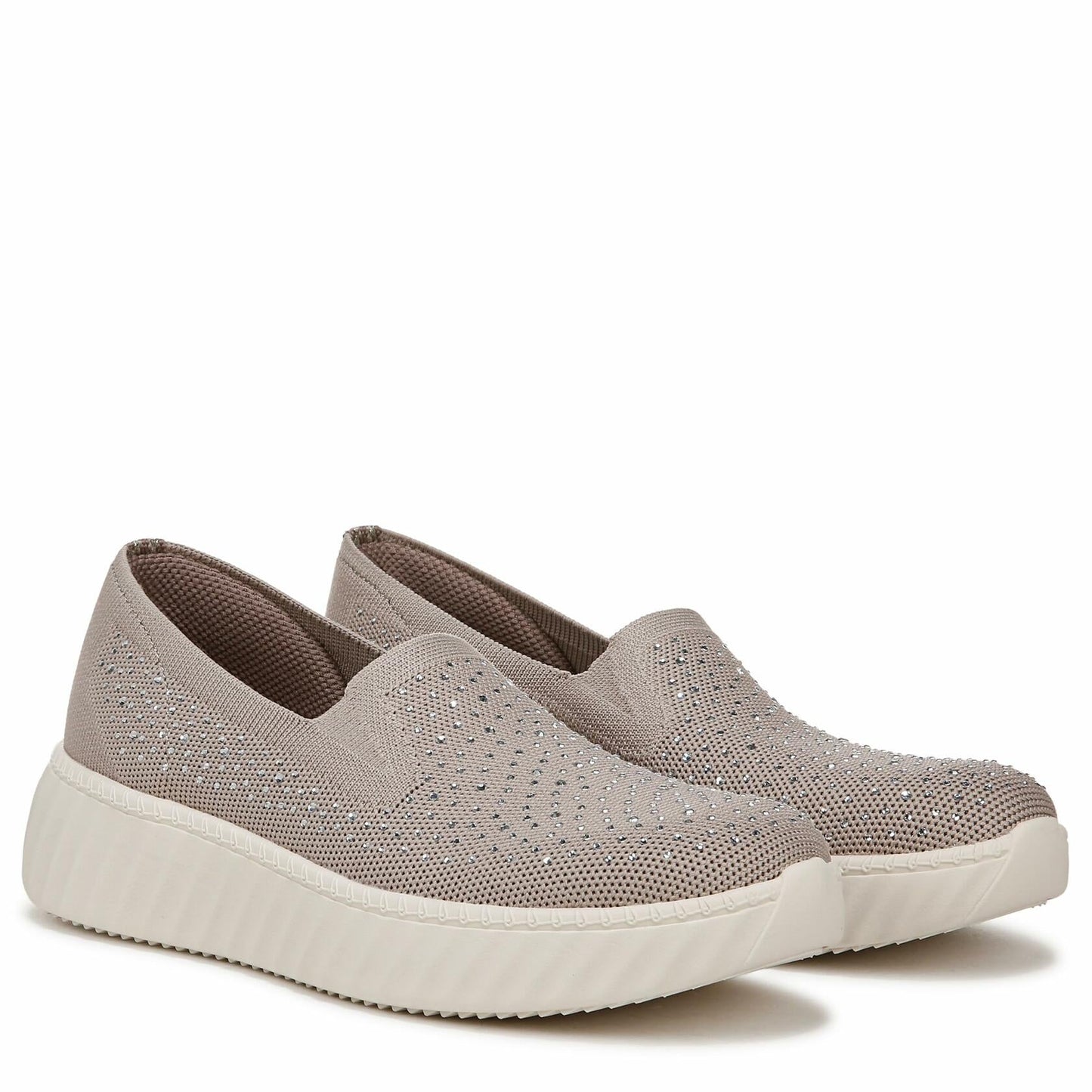 LifeStride Wednesday Bright Rhinestone Slip-On Sneakers Taupe Size 8.5