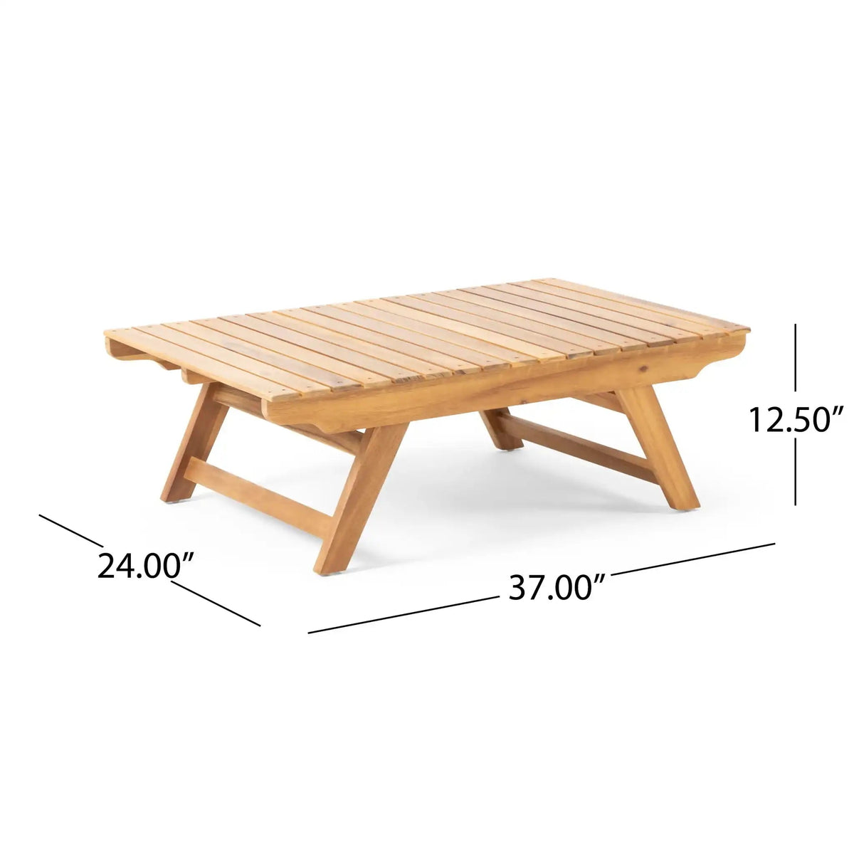 Outdoor Acacia Wood Coffee Table with Open Slat Design - Light Brown or Dark Gray