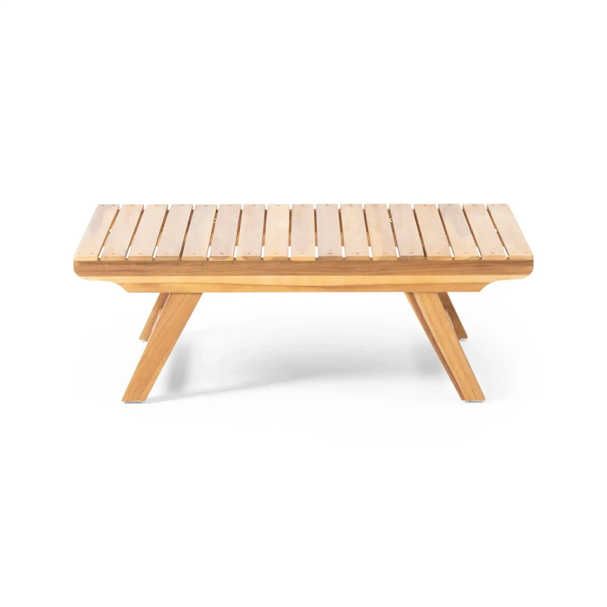 Outdoor Acacia Wood Coffee Table with Open Slat Design - Light Brown or Dark Gray