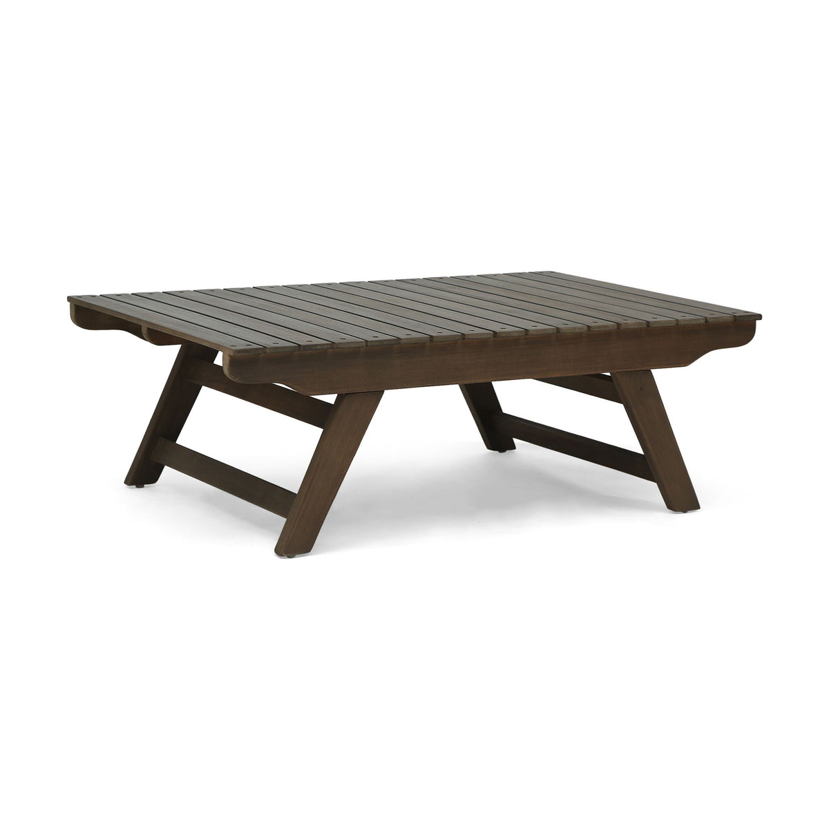 Outdoor Acacia Wood Coffee Table with Open Slat Design - Light Brown or Dark Gray