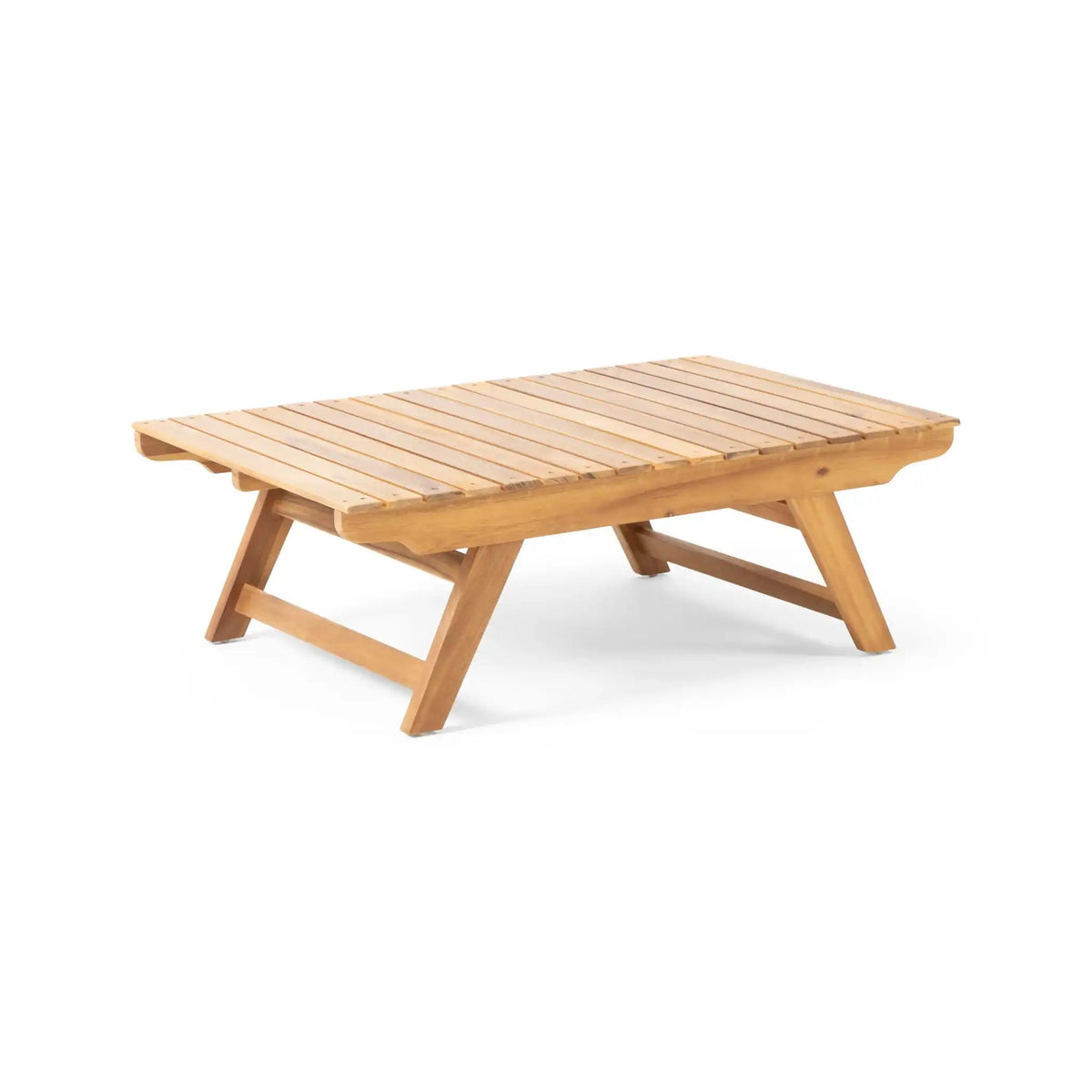 Outdoor Acacia Wood Coffee Table with Open Slat Design - Light Brown or Dark Gray