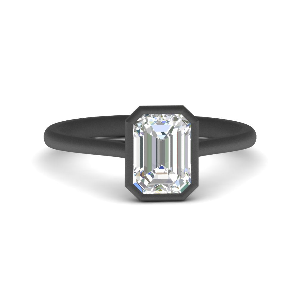 Emerald Cut Petite Bezel Solitaire Engagement Ring