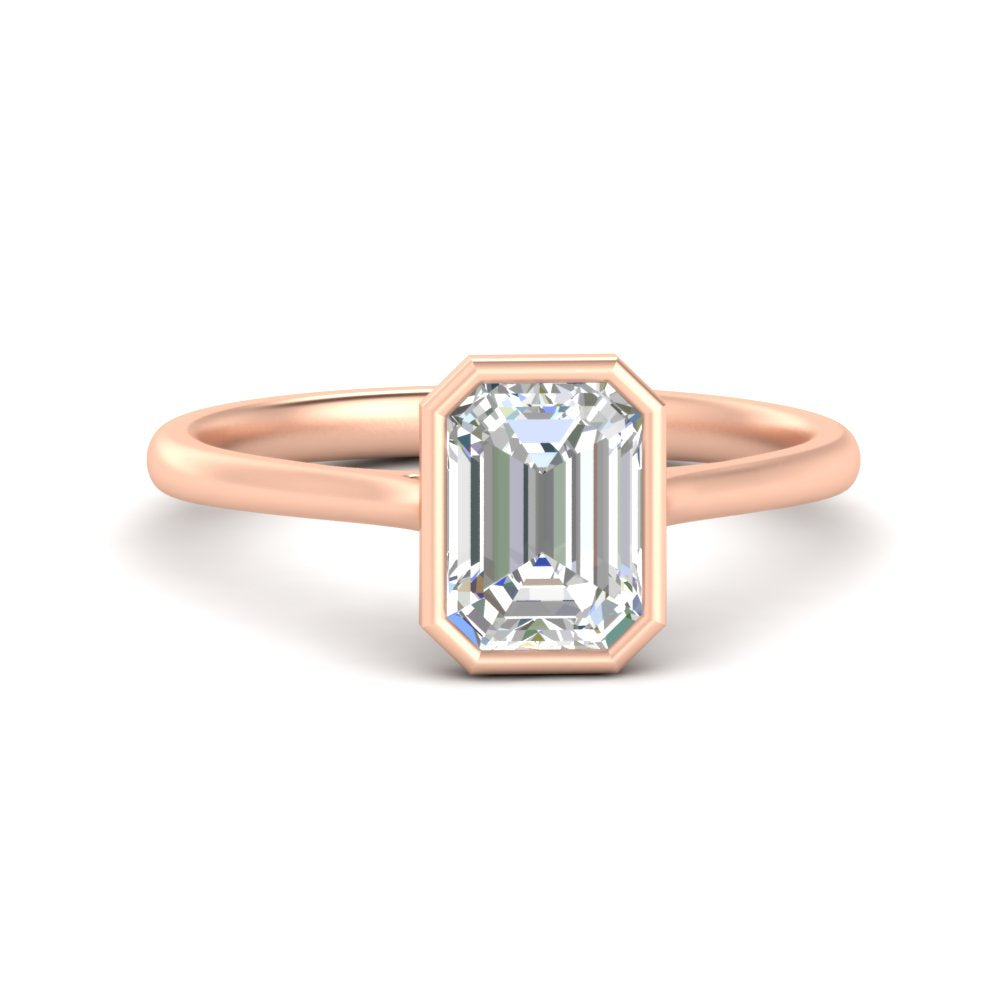 Emerald Cut Petite Bezel Solitaire Engagement Ring