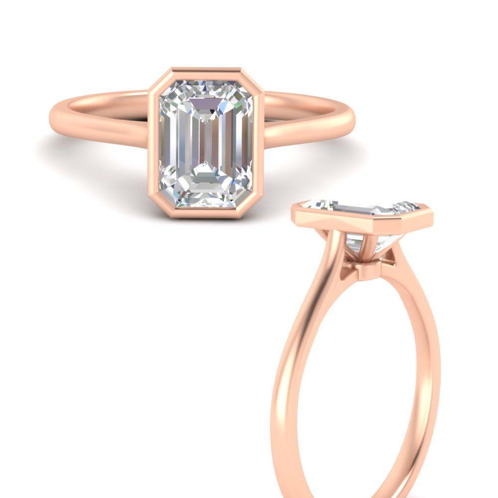 Emerald Cut Petite Bezel Solitaire Engagement Ring