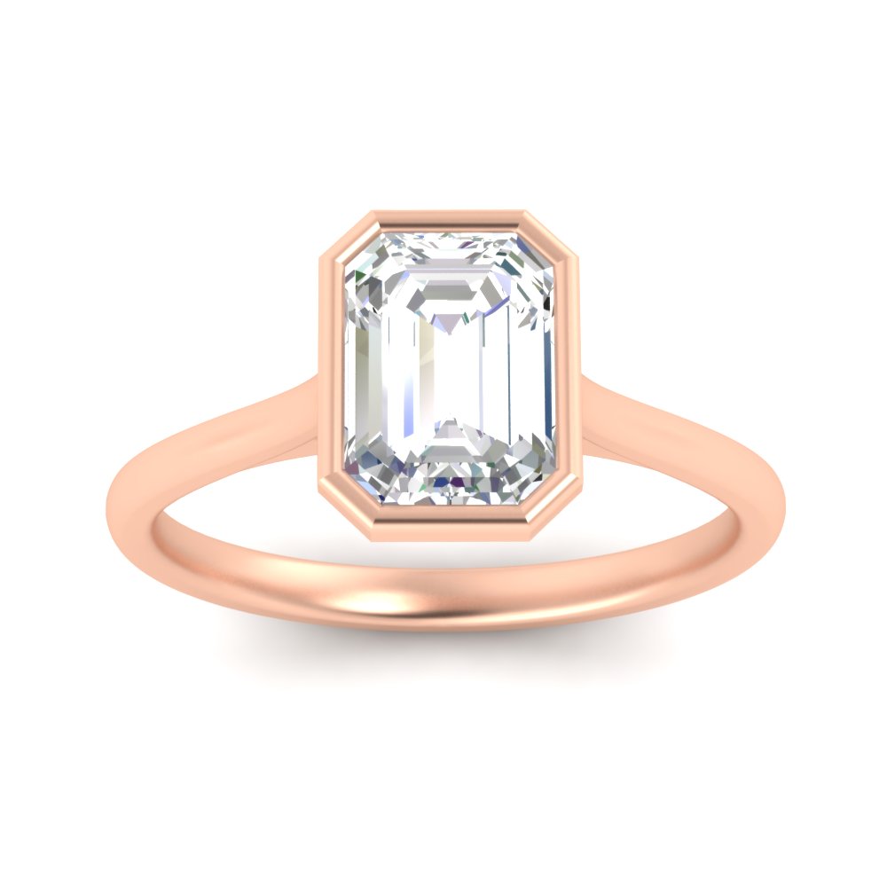 Emerald Cut Petite Bezel Solitaire Engagement Ring