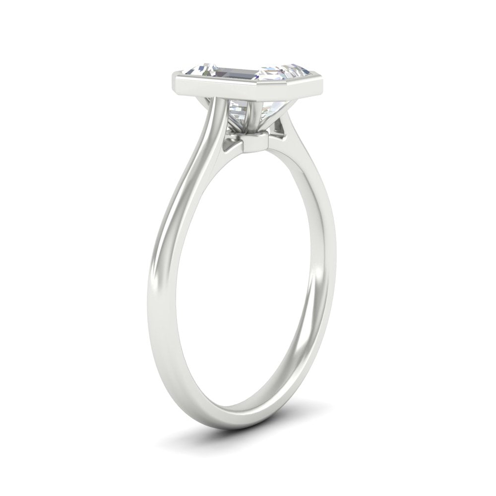 Emerald Cut Petite Bezel Solitaire Engagement Ring