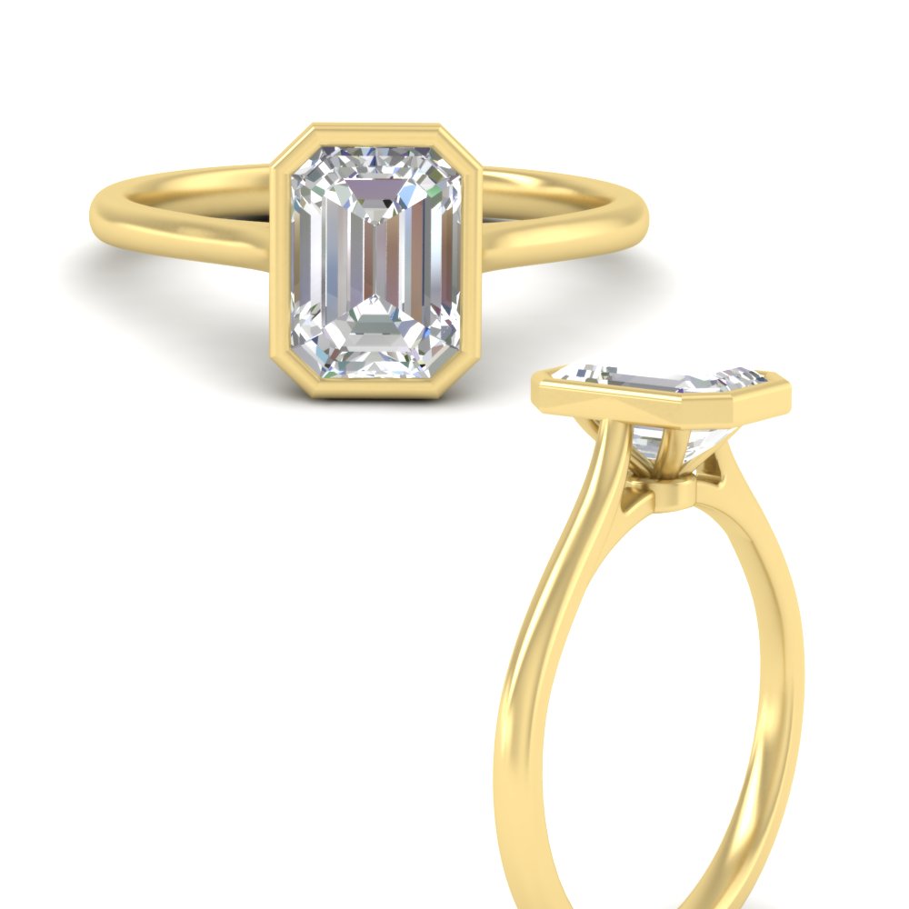 Emerald Cut Petite Bezel Solitaire Engagement Ring