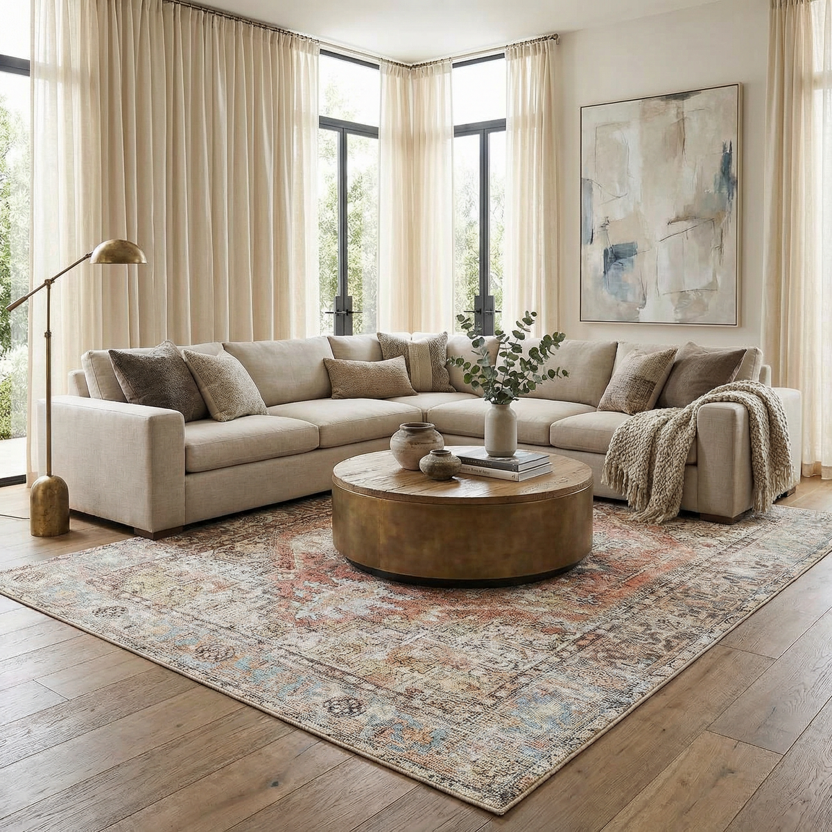 Beck Peach Washable Area Rug - Clearance
