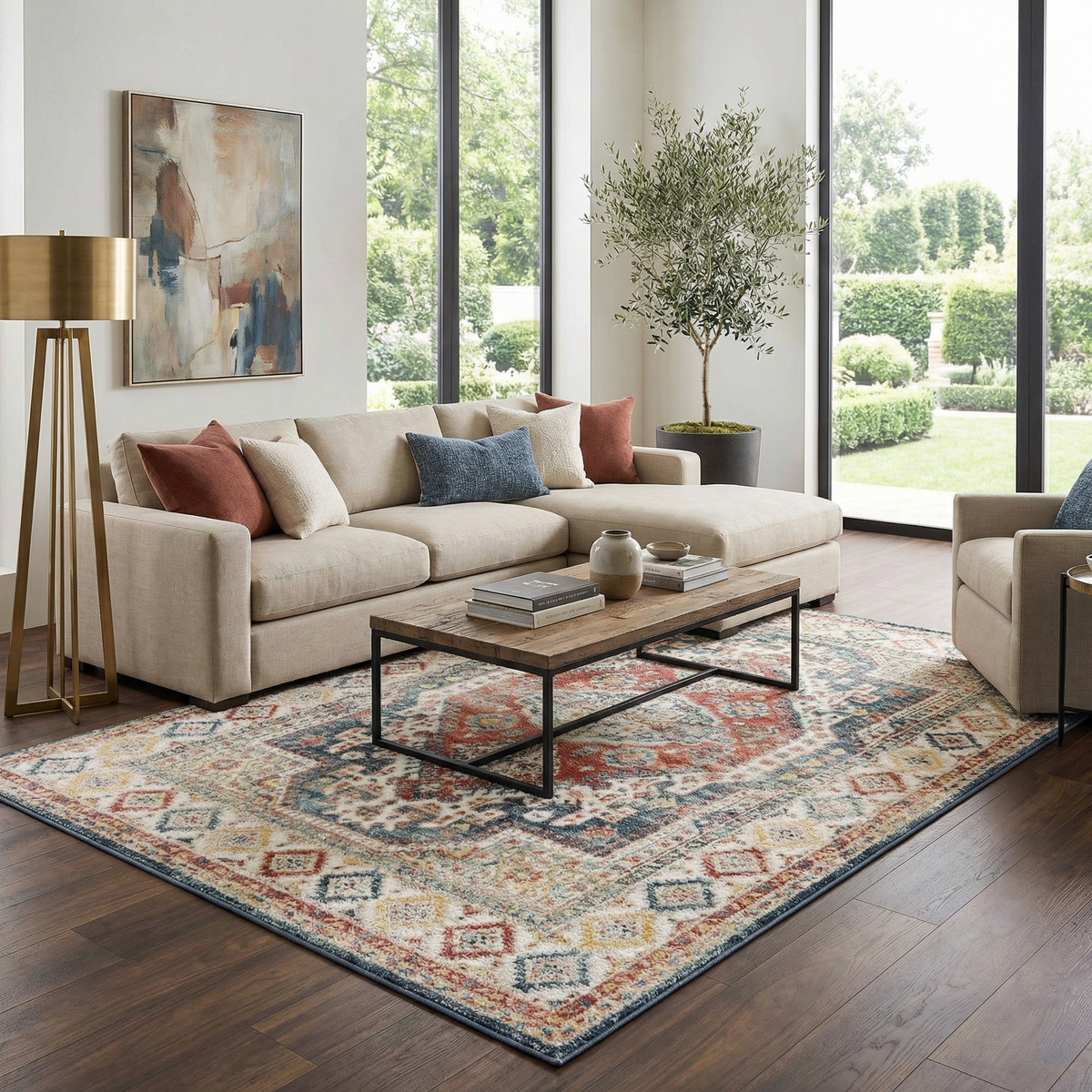 Brend Rust Medallion Area Rug - Clearance