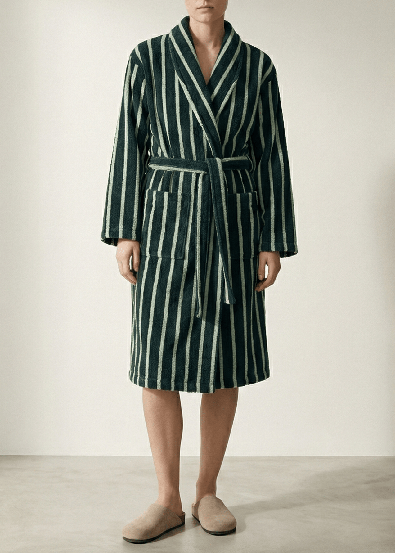 Quiet Evening Striped Robe Set / Green