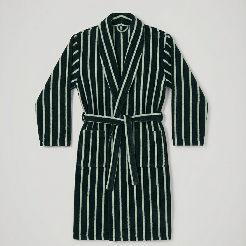 Quiet Evening Striped Robe Set / Green